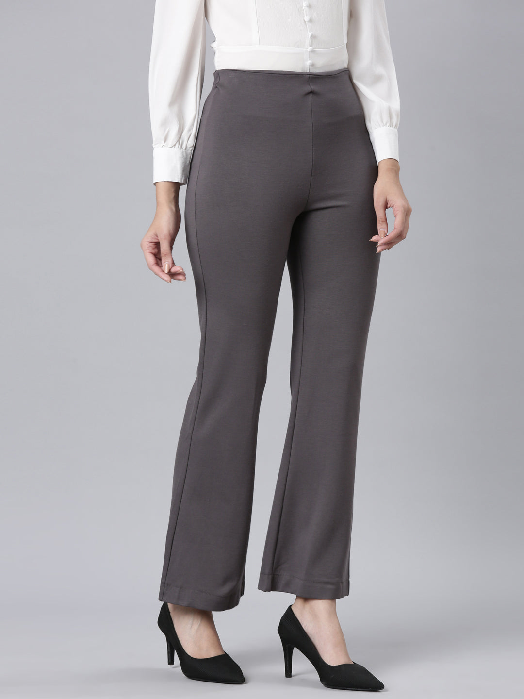 Silver Grey Roma Ponte Flared Pant