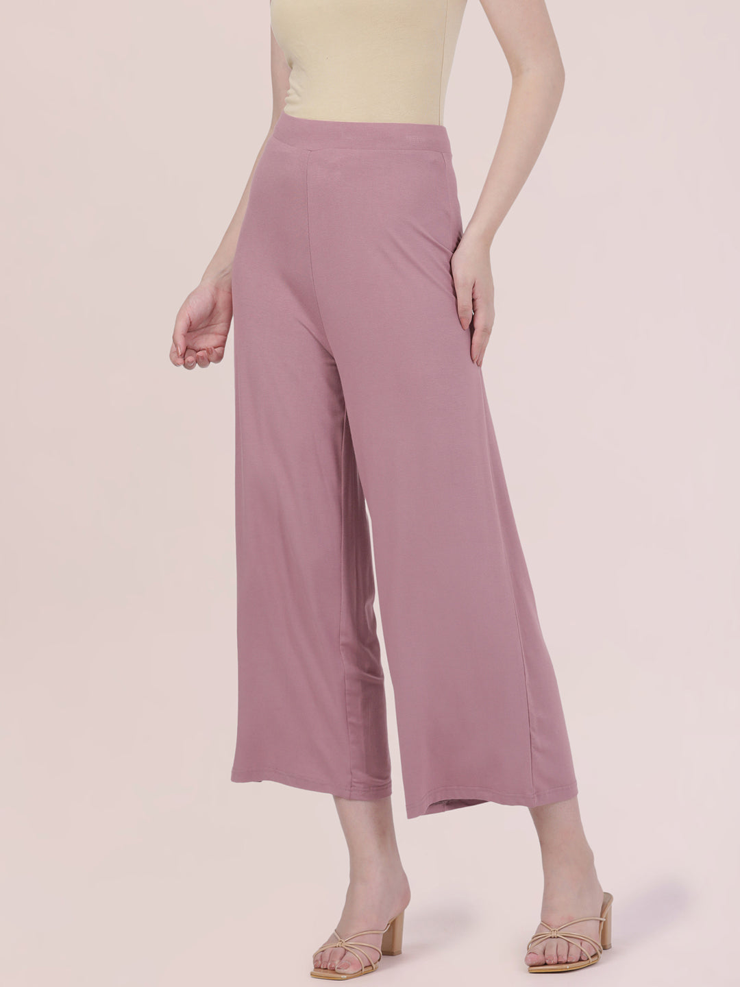 Light Wine Viscose Knit Palazzo