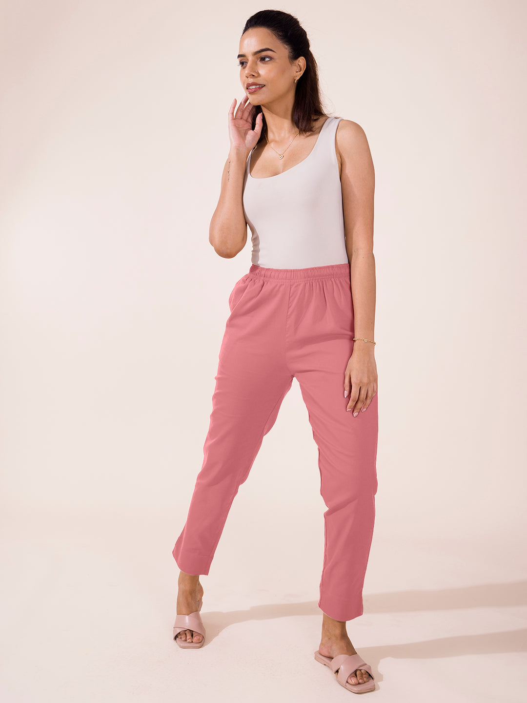 Dusty Rose Cotton Pencil Pant