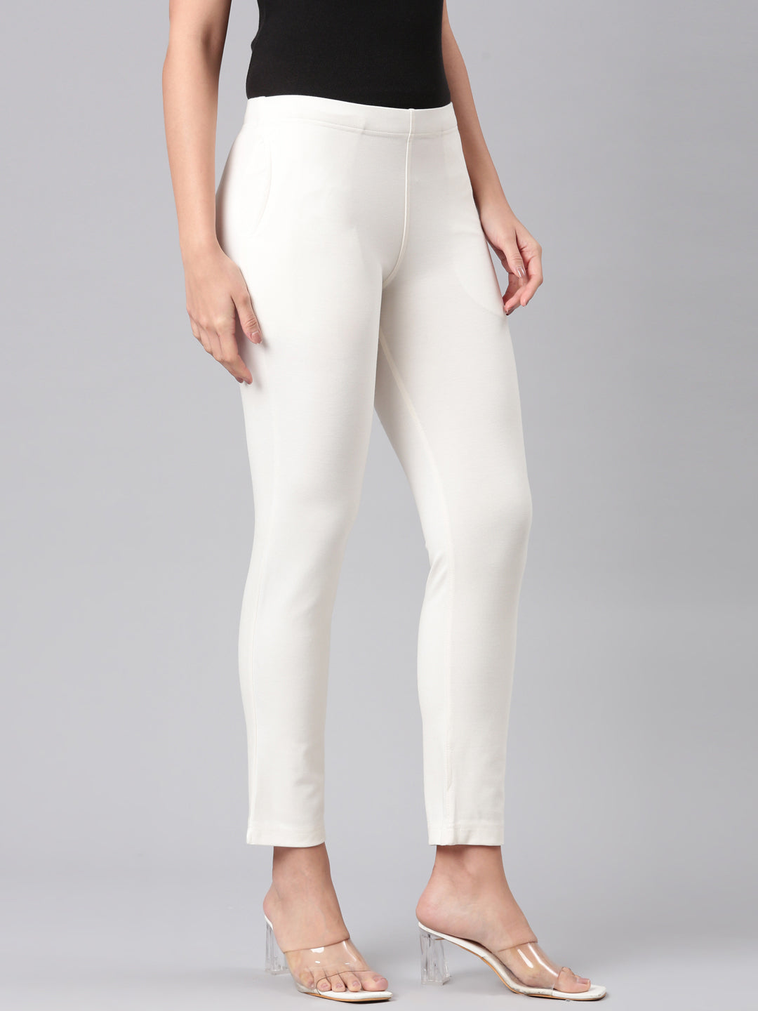 White Ponte Smart Fit Kurti Pant