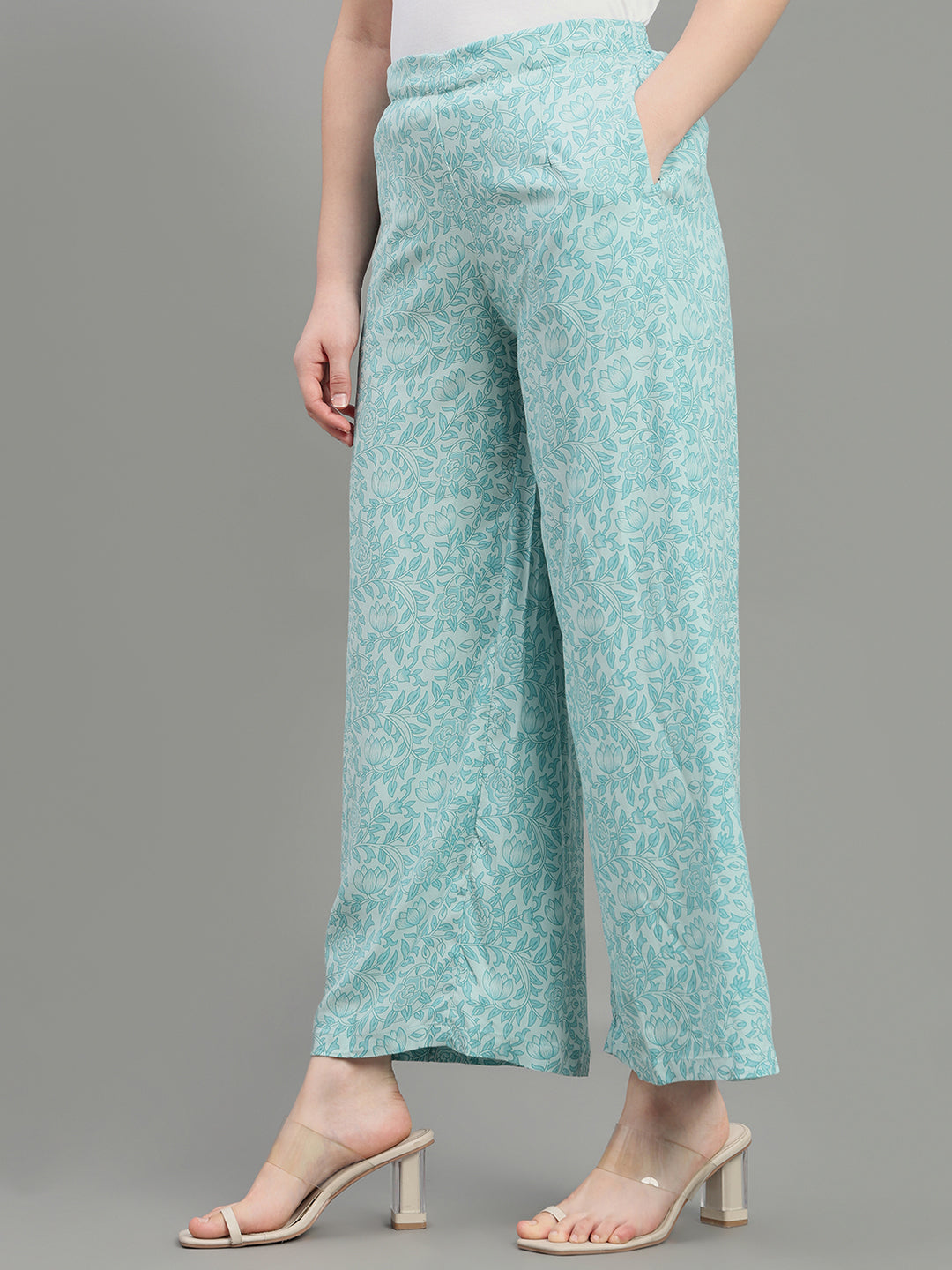 Blue Viscose Printed Palazzo