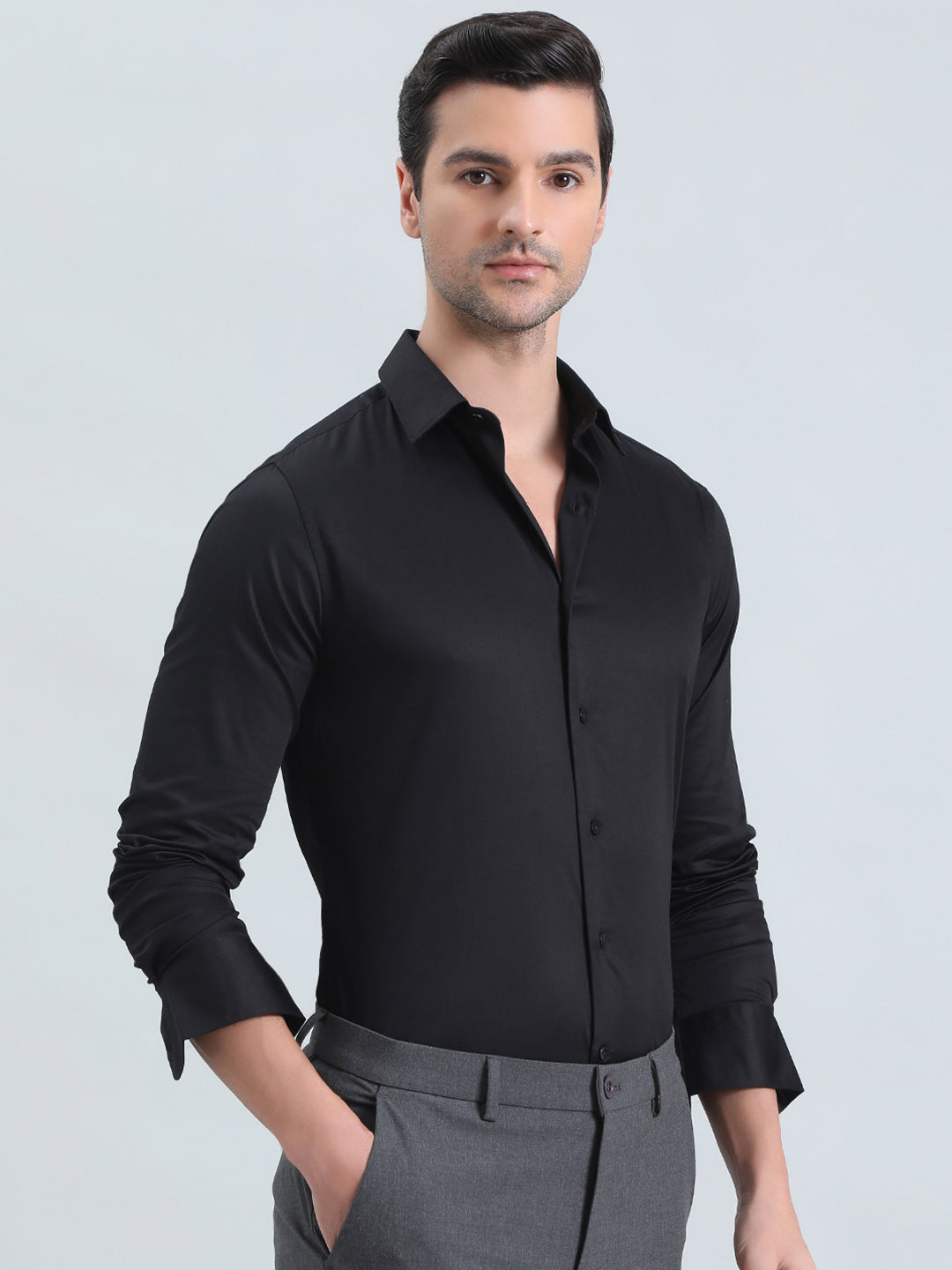 Cotton Stretch Slim Fit Satin Shirt