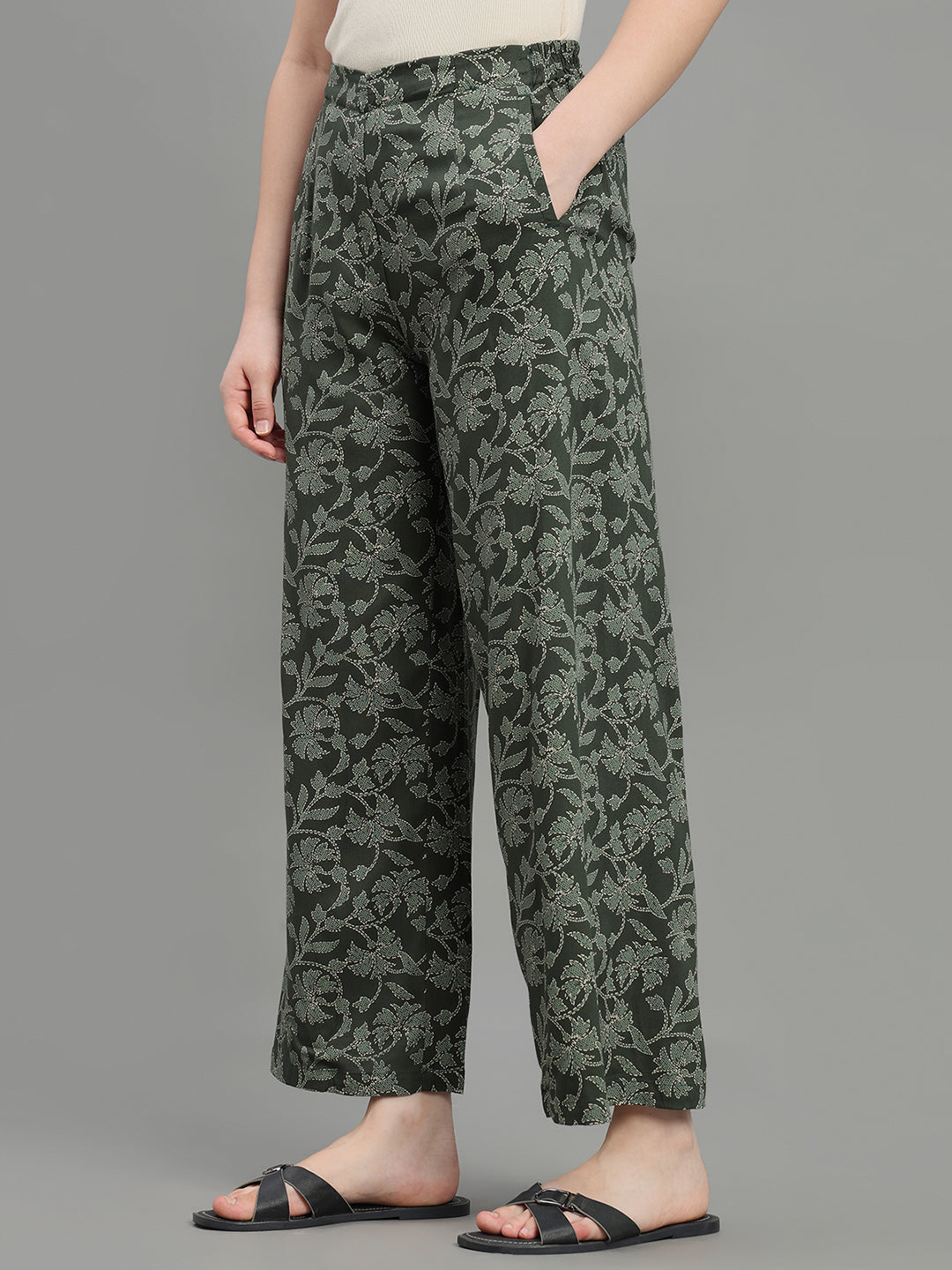 Green Viscose Printed Palazzo