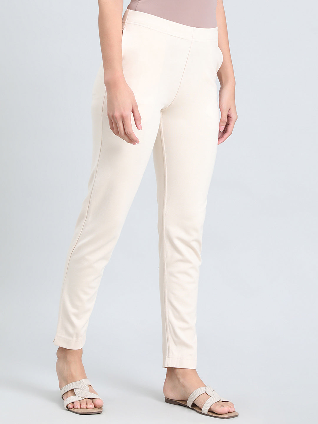 Ecru Ponte Smart Fit Kurti Pant