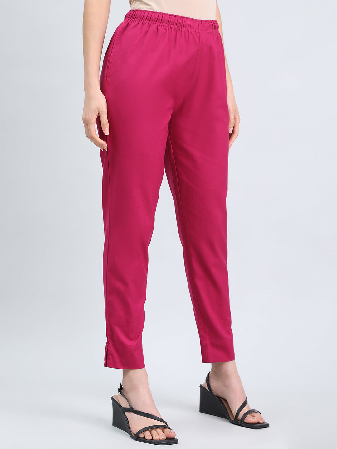 Dark Fuchsia Cotton Pencil Pant
