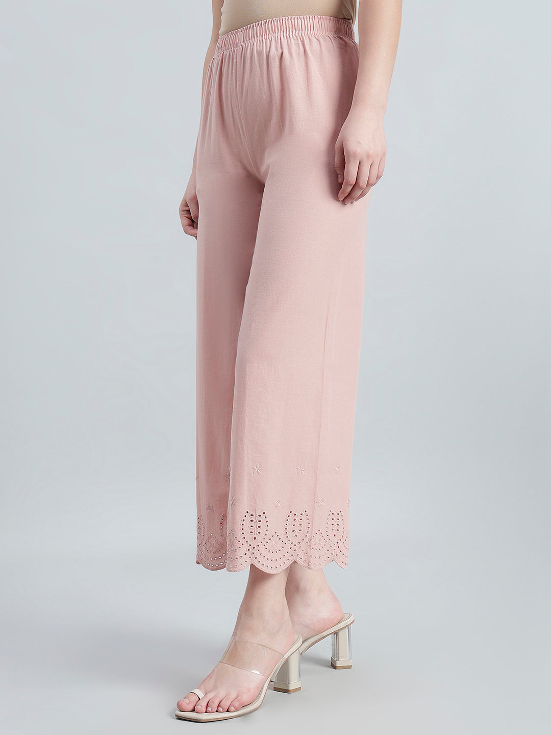 Baby Pink Cotton Hakoba Palazzo