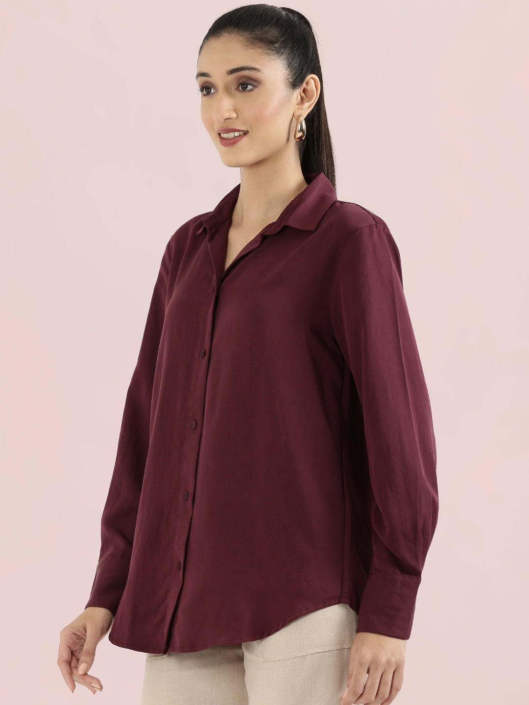 Rayon Classic Collar Long Shirt