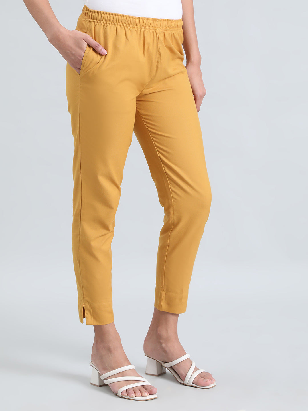 Light Mustard Cotton Pencil Pant