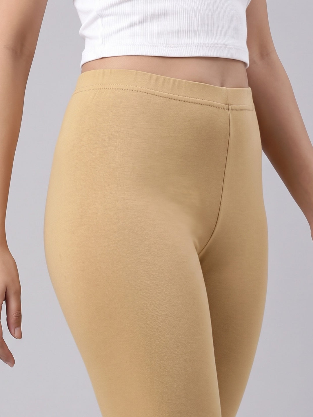 Wheat Cotton Stretch Ankle Length Leggings