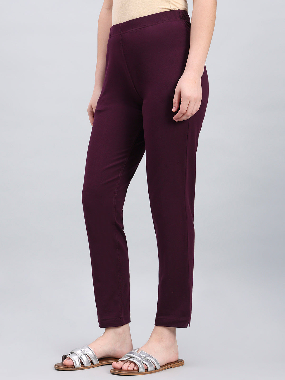 Dark Purple Cotton Stretch Kurti pants