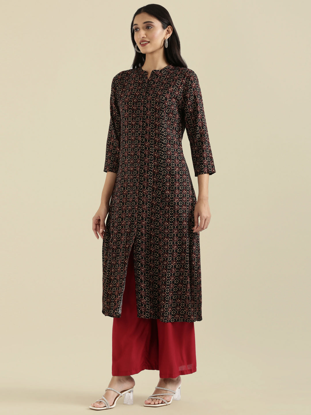 Viscose Ajrakh Print A-Line Kurta