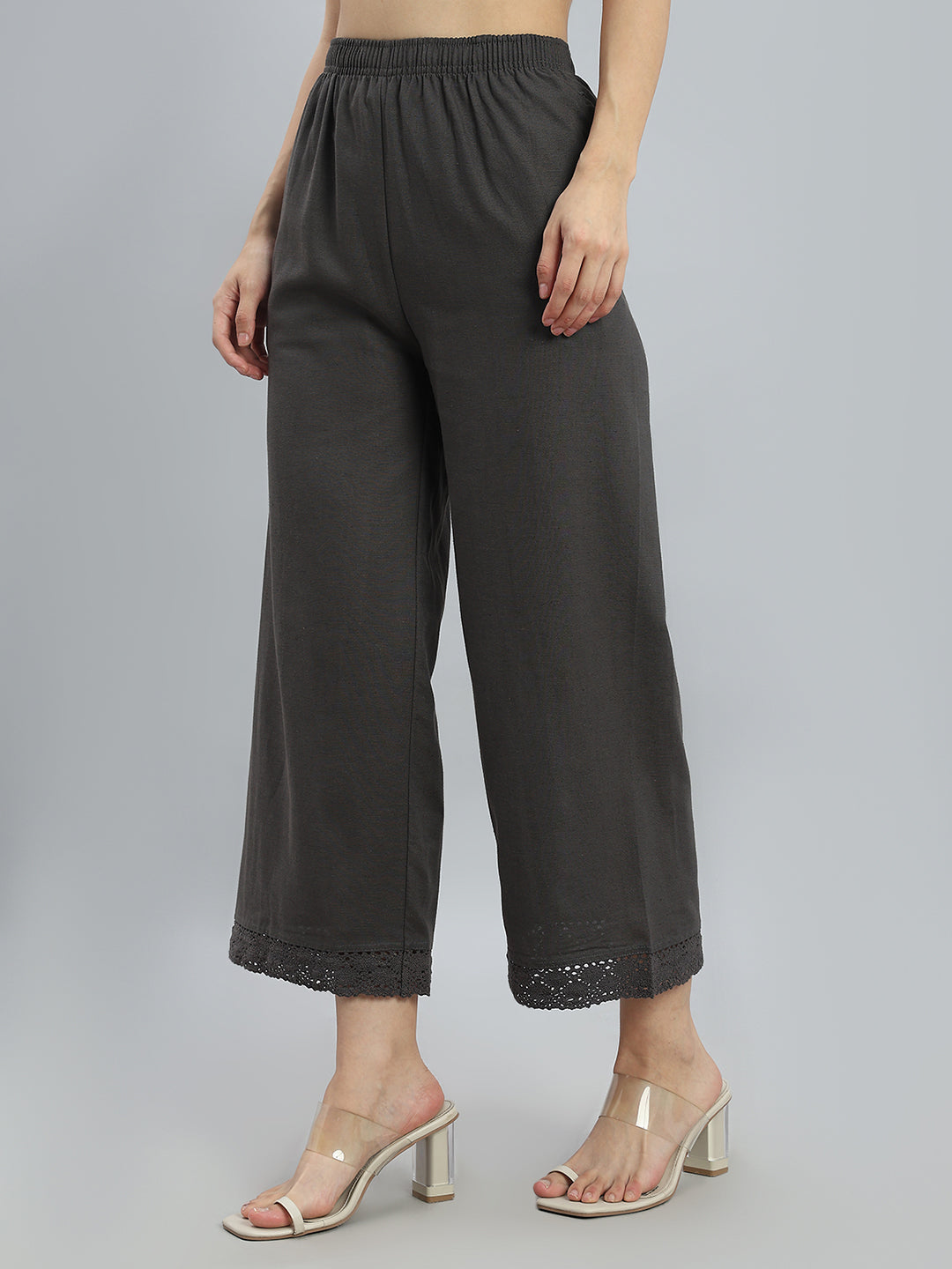 Medium Grey Linen Lace Palazzo