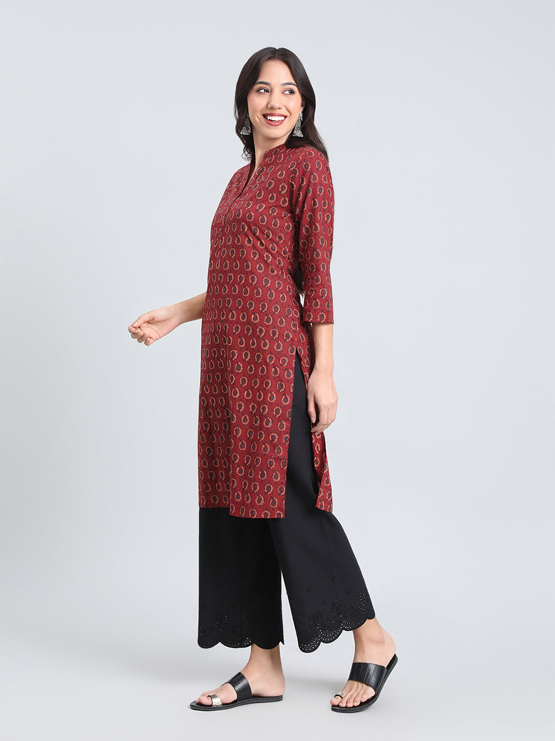 Cotton Paisley Buti Print Straight Kurta