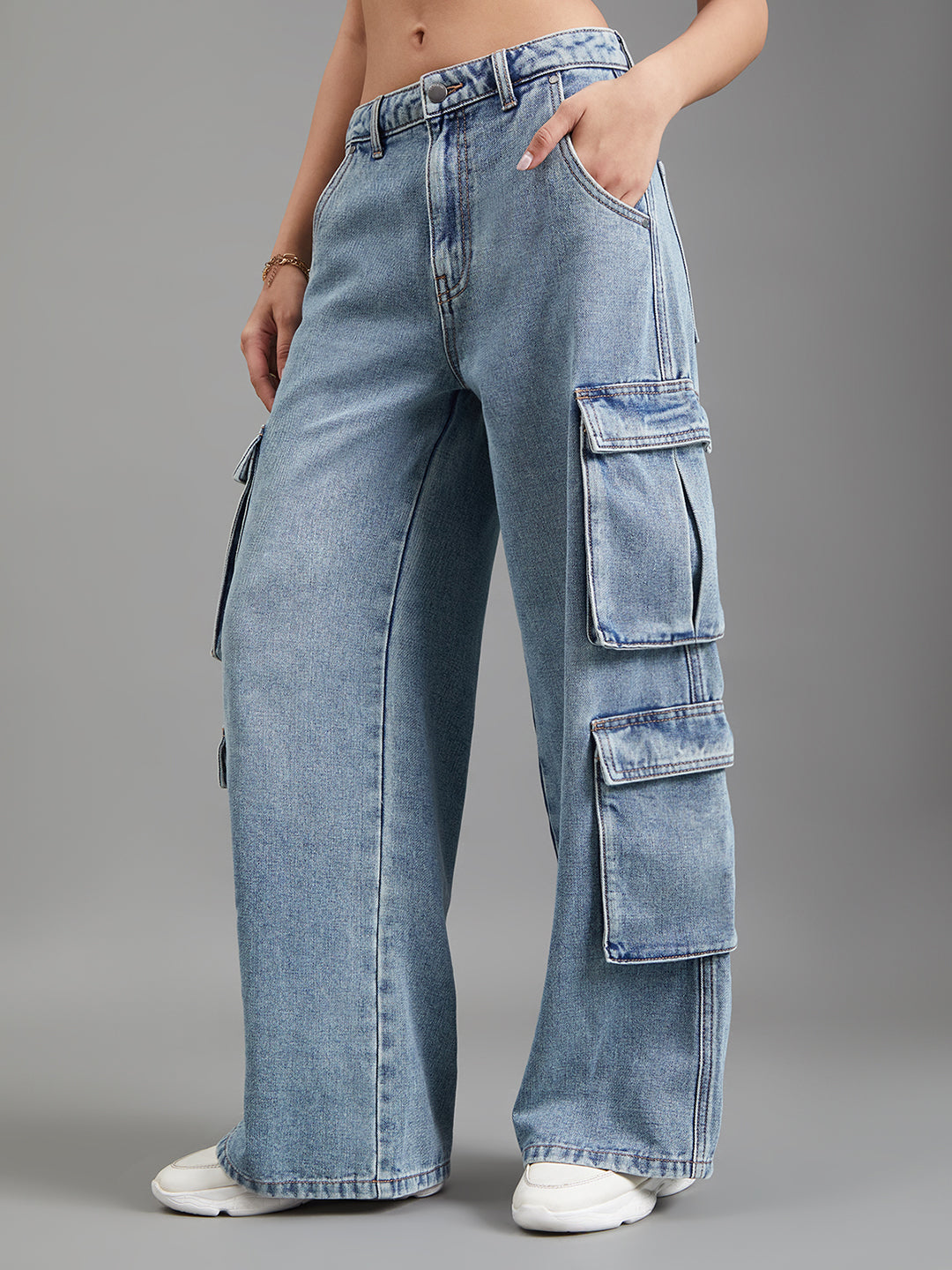 Medium Blue Denim Cargo Pants