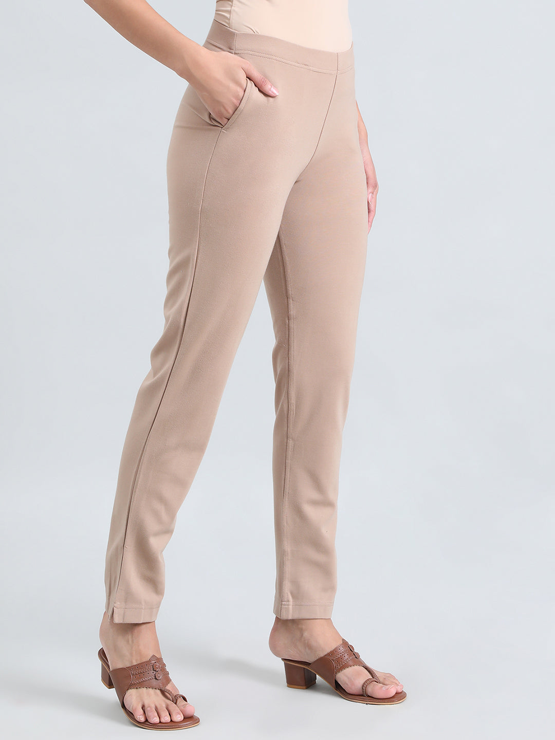 Light Wheat Ponte Smart Fit Kurti Pant