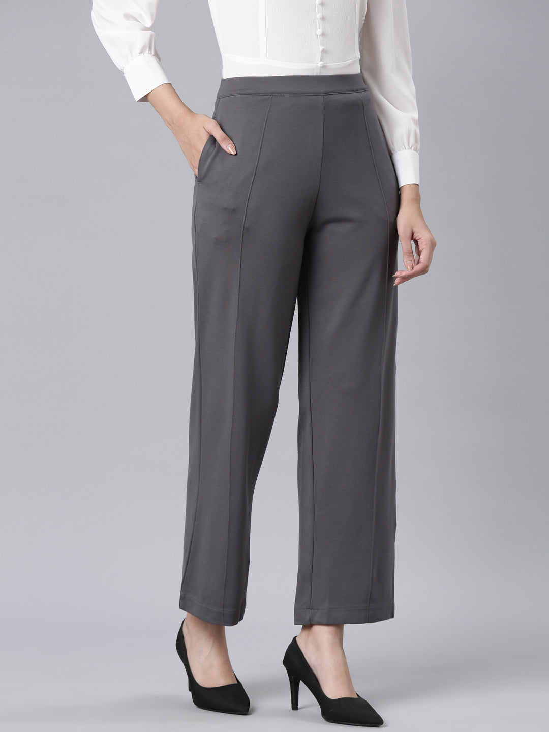 Silver Grey Roma Ponte Wide Pants