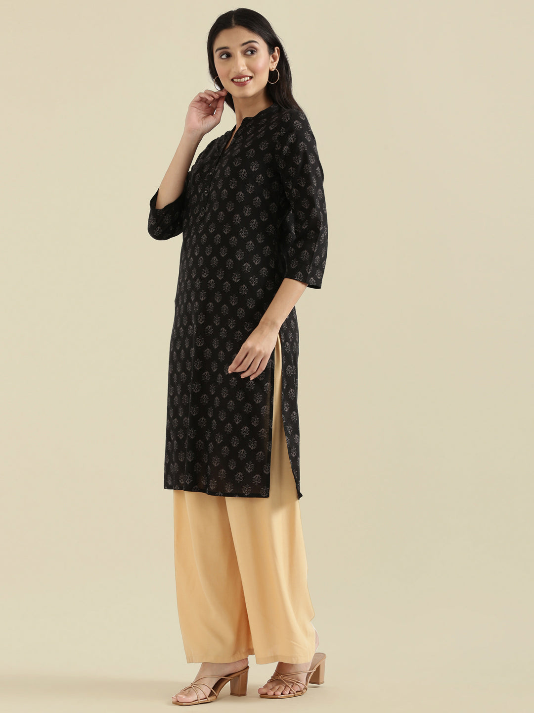 Cotton Dabu Block Print Straight Kurta