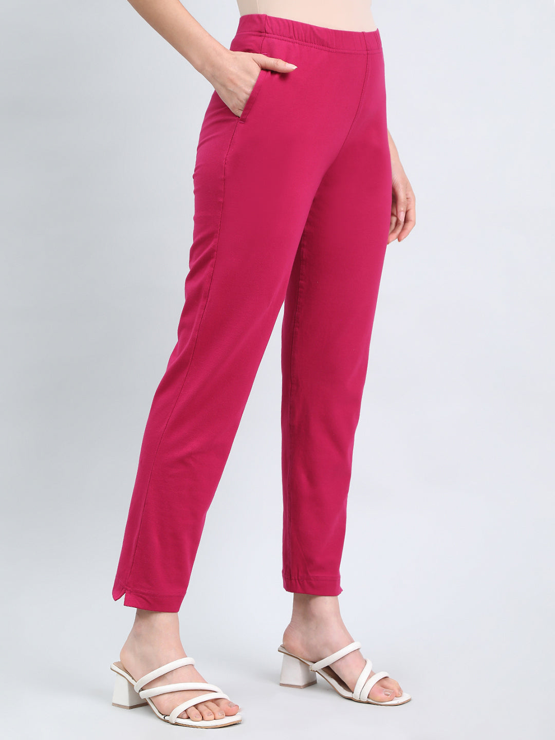 Dark Fuchsia Cotton Stretch Kurti Pants