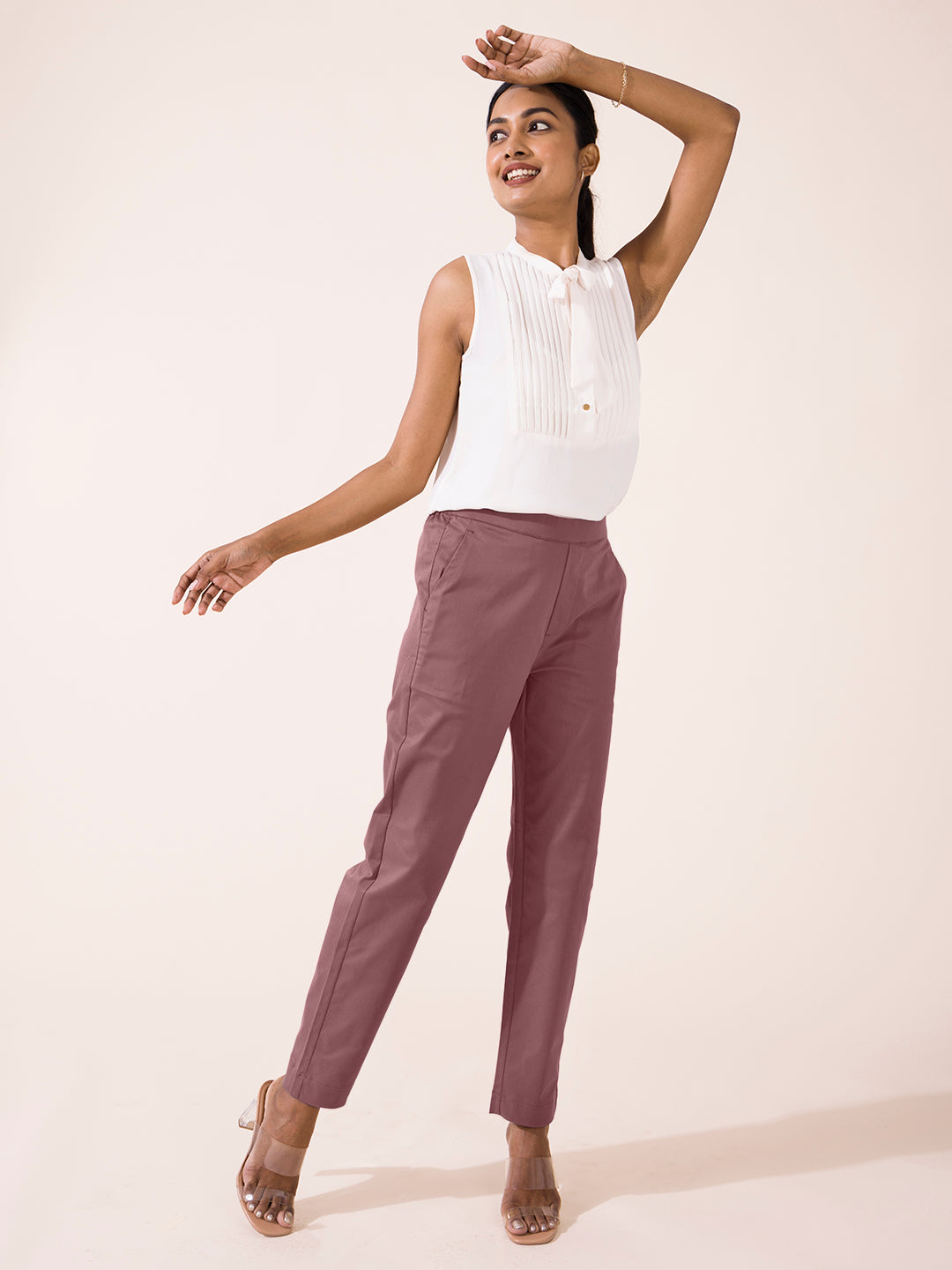 Medium Violet Woven Cotton Stretch Chino Pants