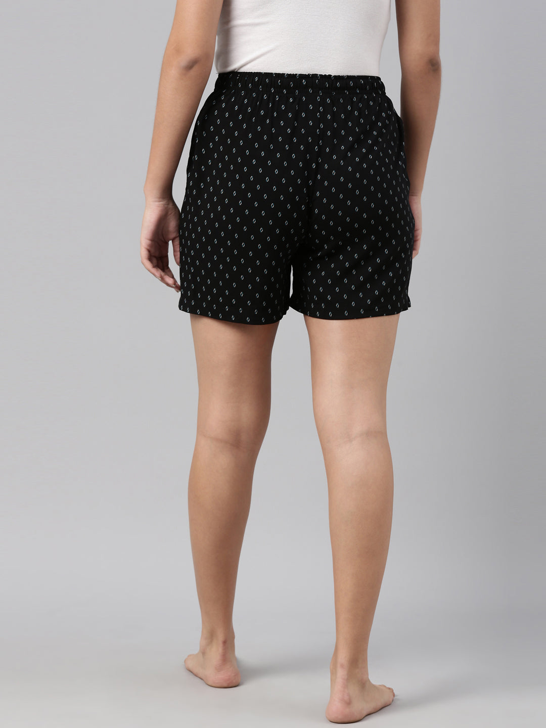 Black Woven Viscose Printed Lounge Shorts