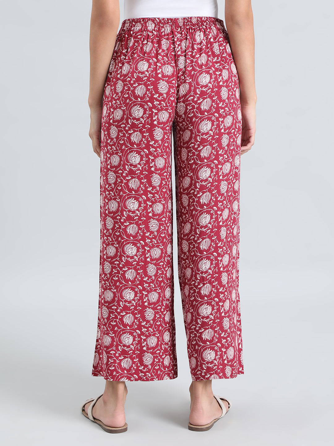 Dark Pink Woven Viscose Printed Palazzo