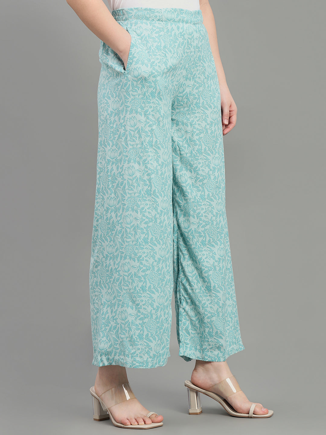 Blue Viscose Printed Palazzo