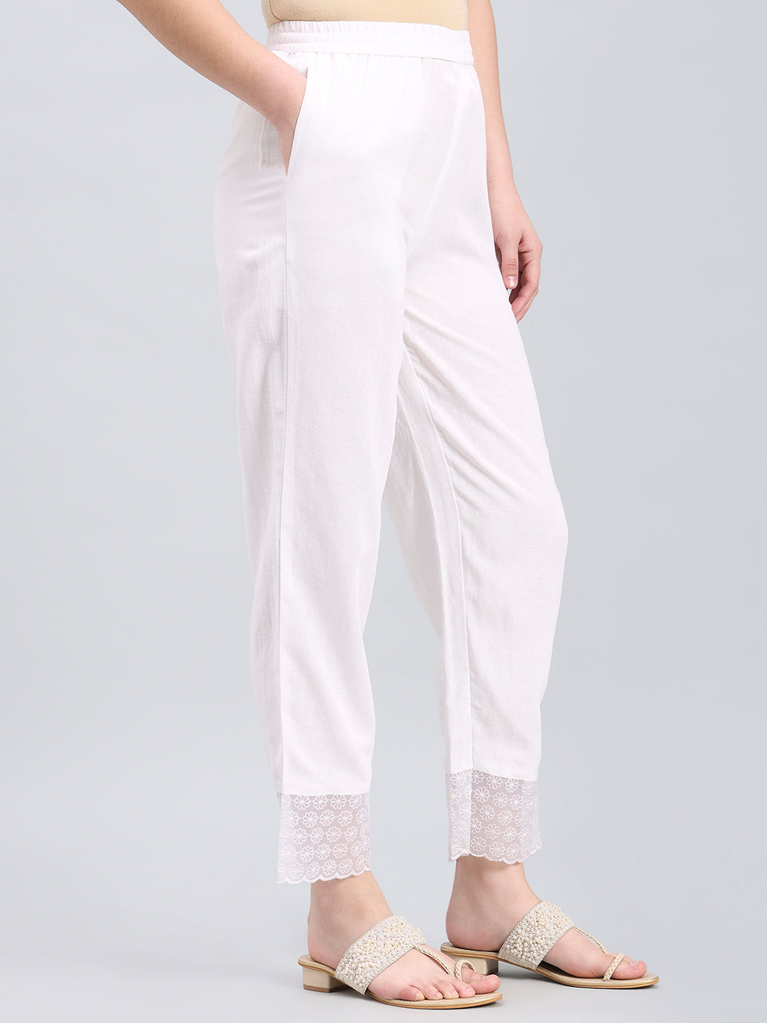 White Organza Ethnic Pant
