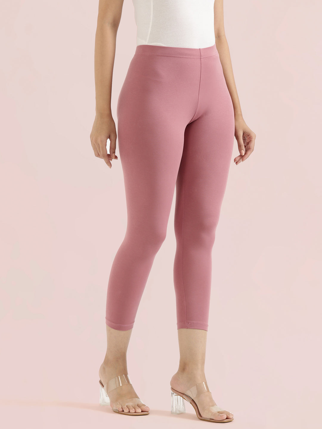Mauve Cotton Stretch Cropped Leggings