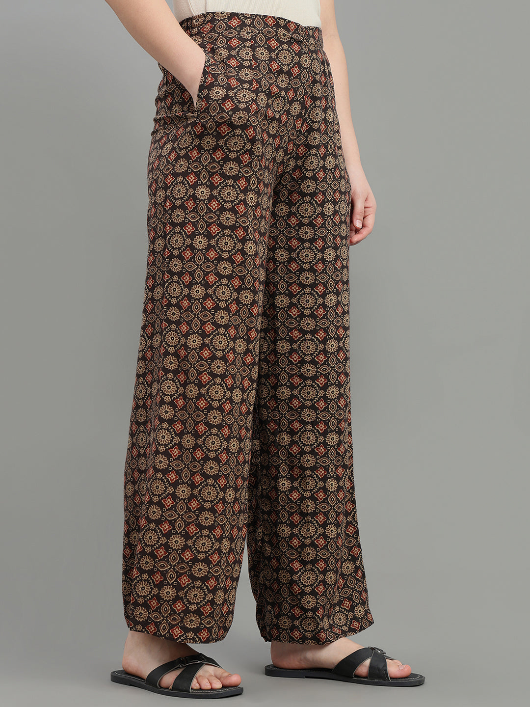 Black Viscose Printed Palazzo
