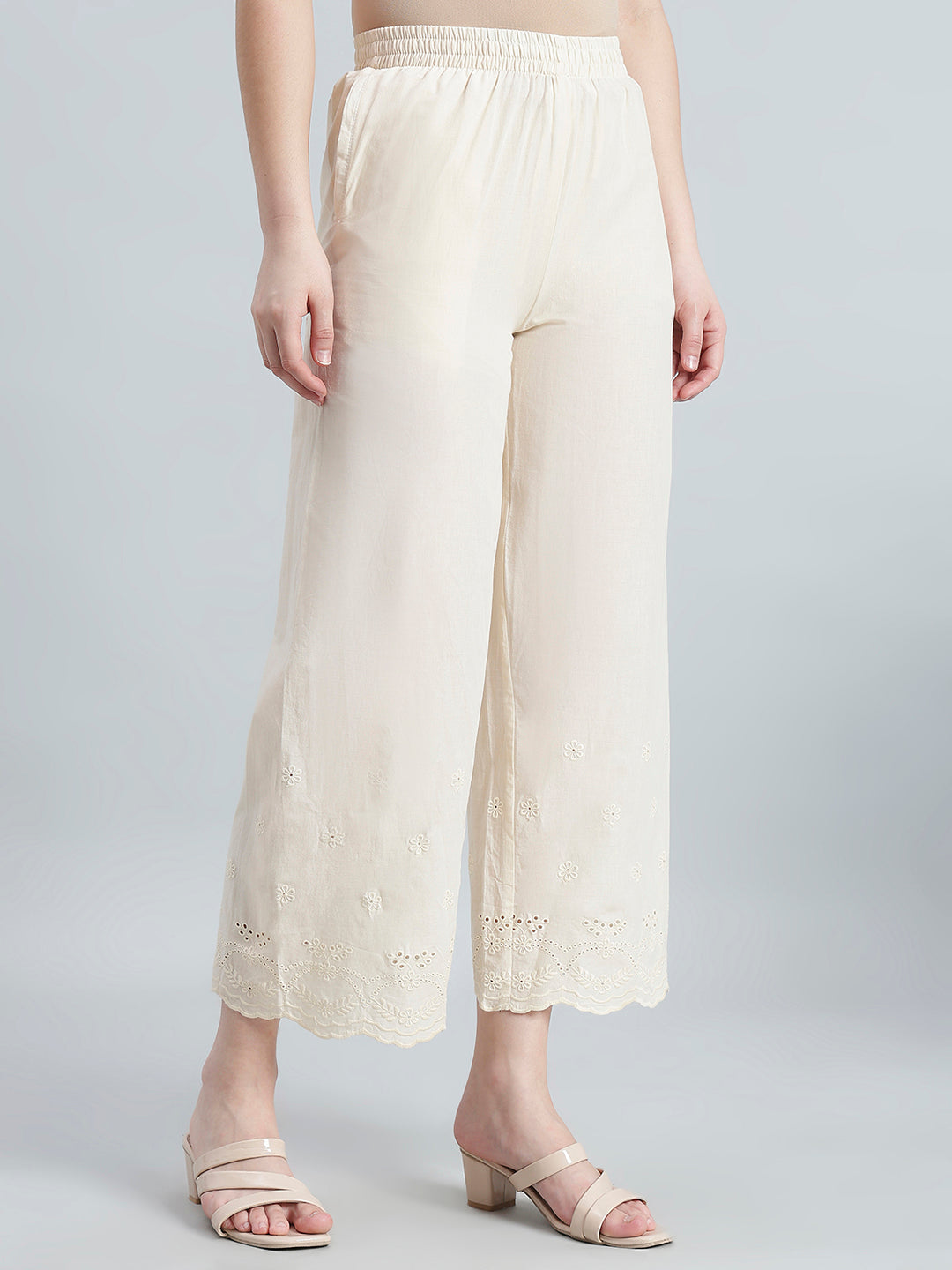 Cream 100% Cotton Hakoba Wide Pant