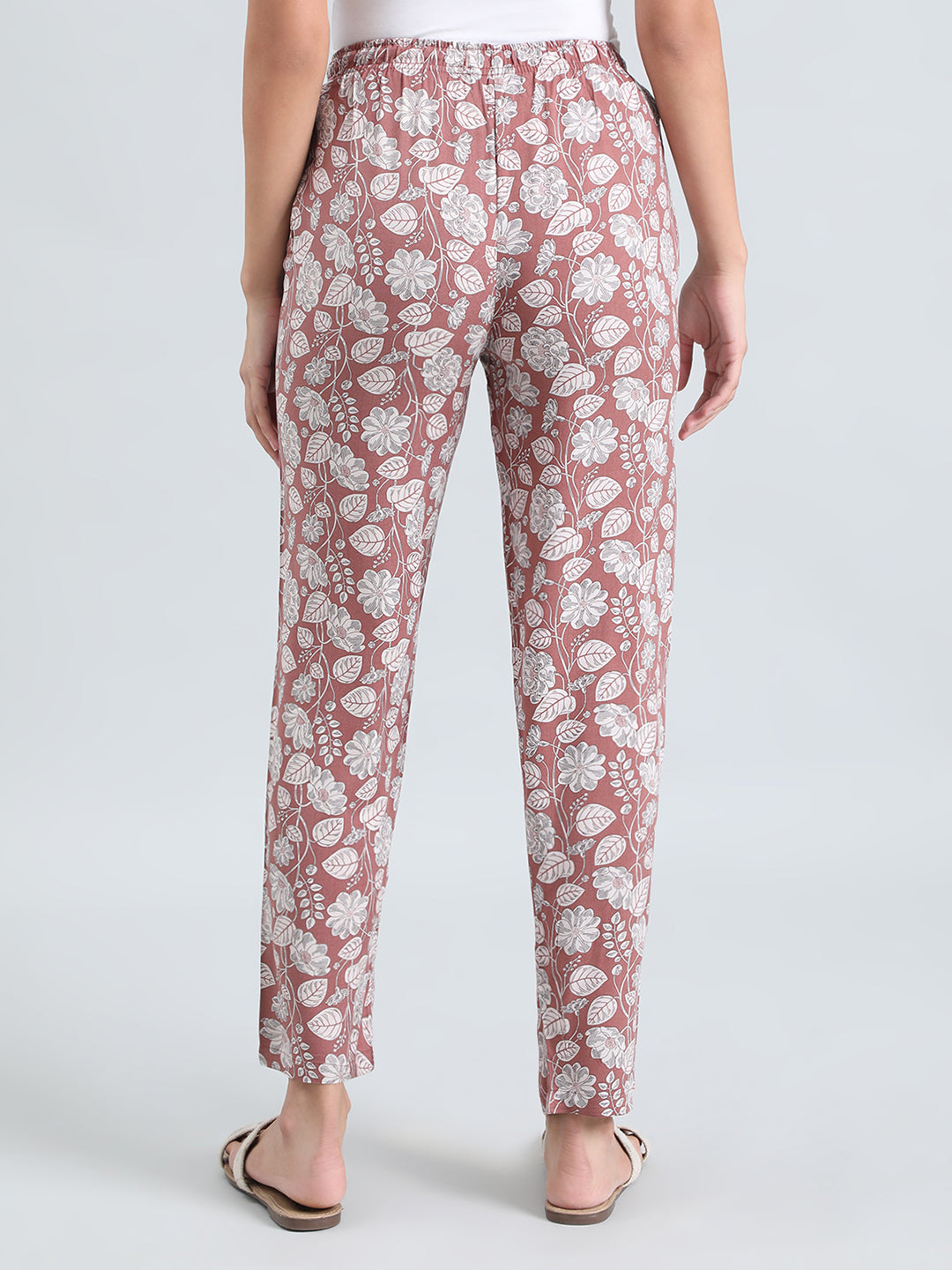 Brown Woven Viscose Printed Lounge Pants