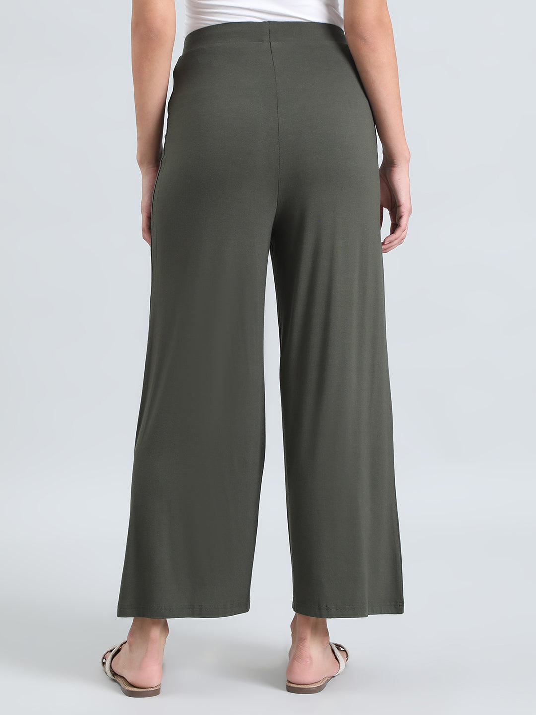 Olive Viscose Knit Palazzo