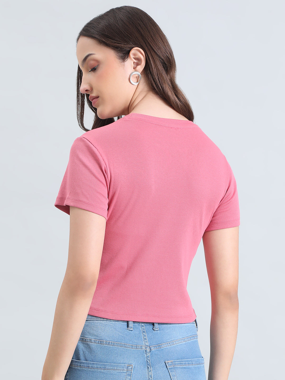 Cotton Stretch Slim Fit Cropped T-Shirt