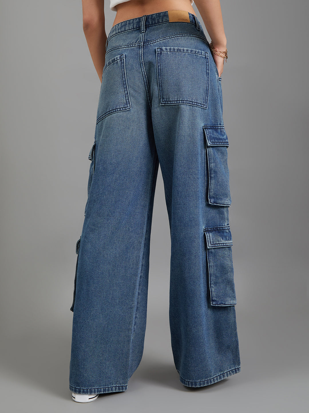 Dark Blue Denim Cargo Pants