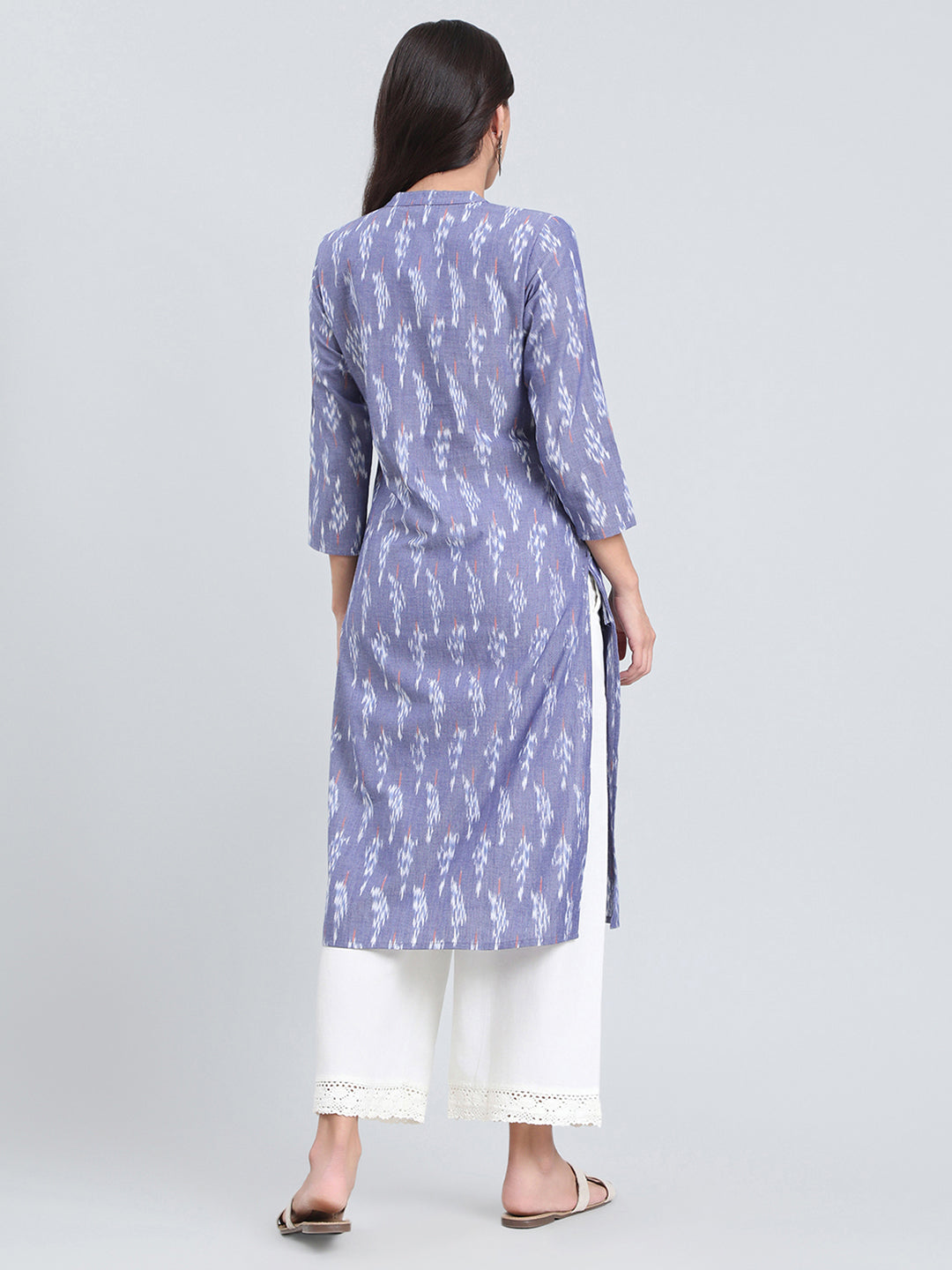Cotton Ikat Print Straight Kurta