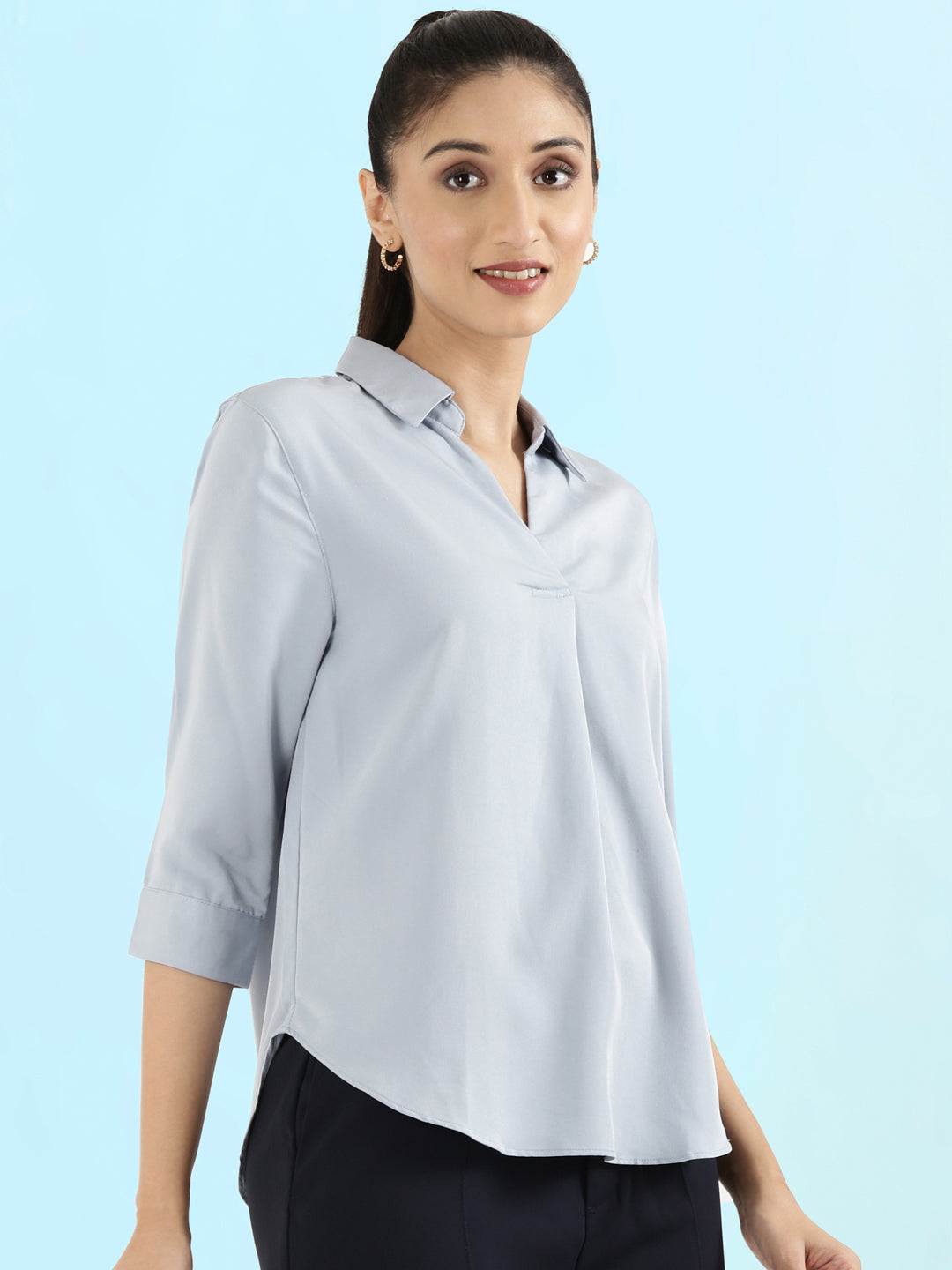 Rayon Polo Collar Top