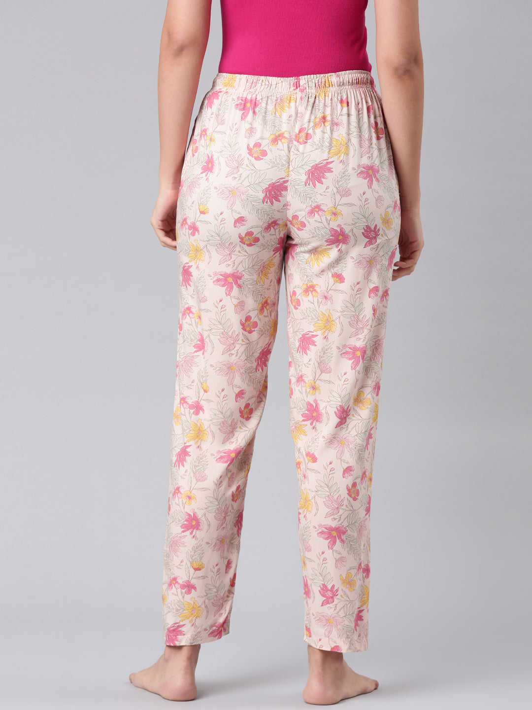 Medium Pink Woven Viscose Printed Lounge Pants