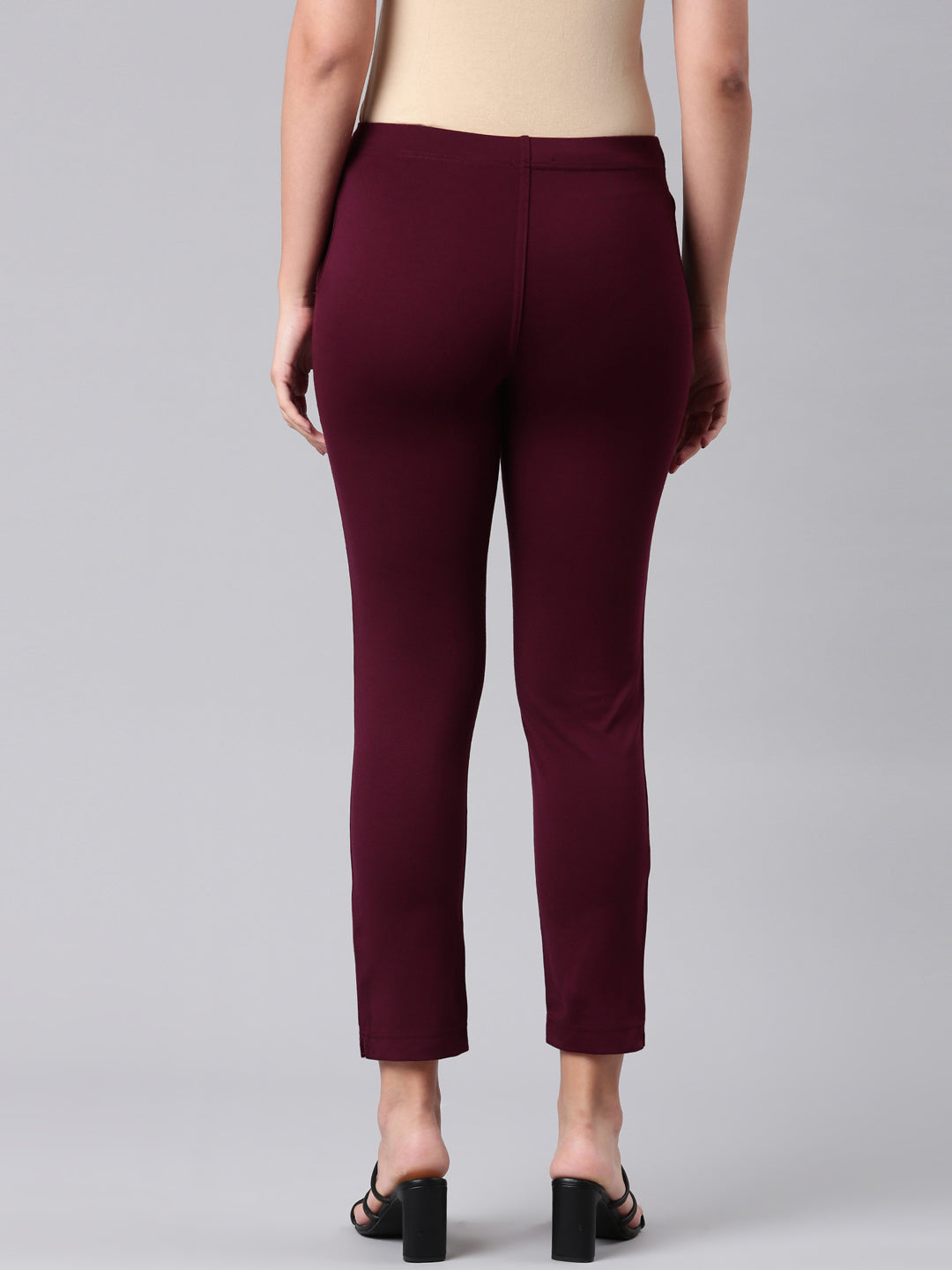 Bright Maroon Ponte Smart Fit Kurti Pant S - Main Image