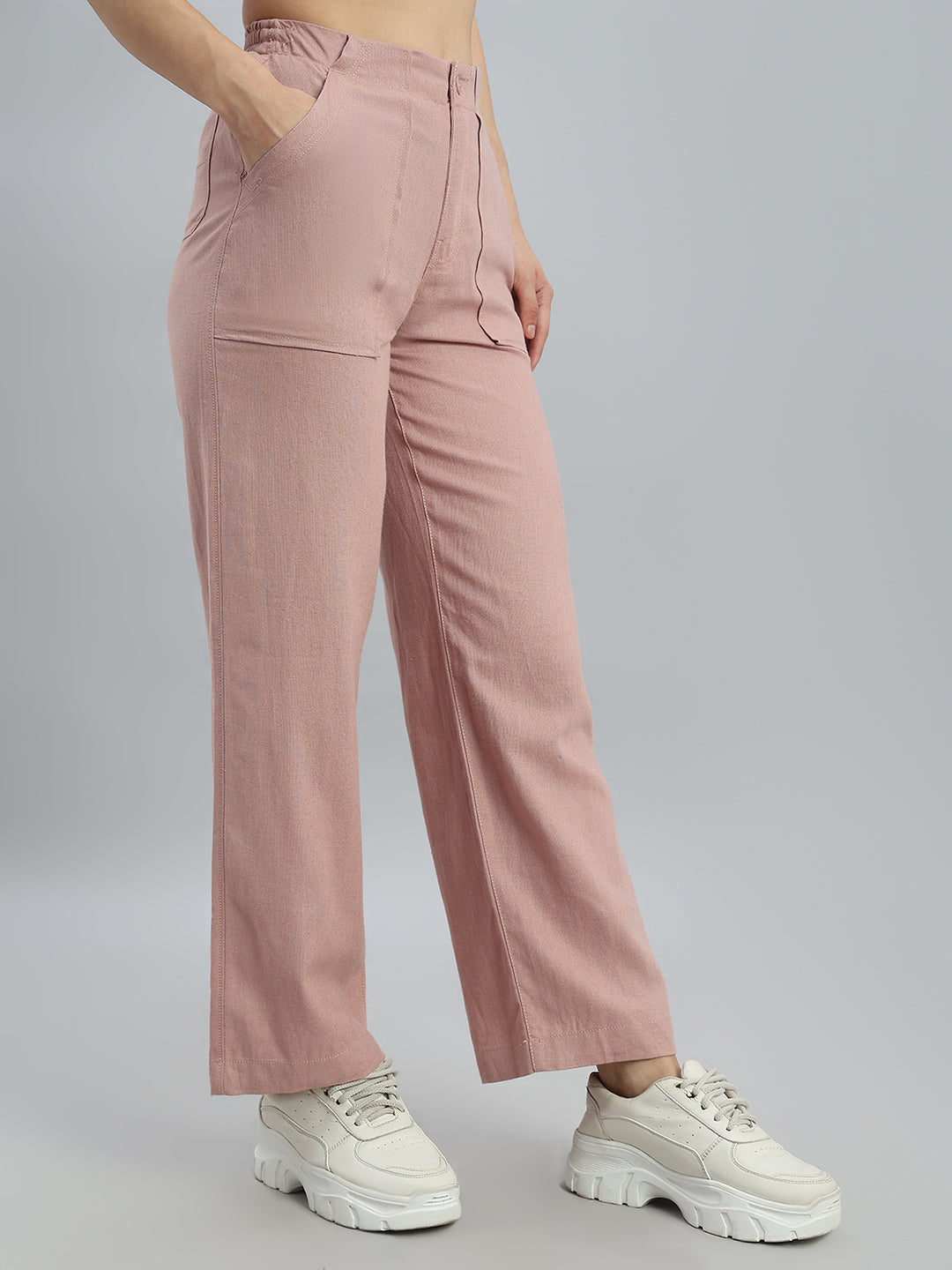 Dusty Pink Linen Cargo Pants