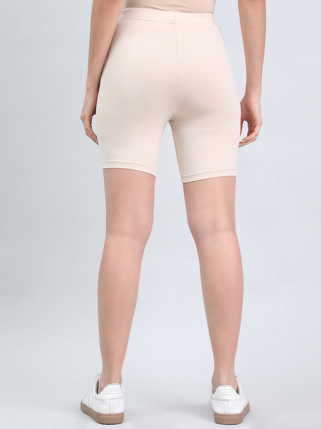 Light Beige Knit Seamless Cycling Shorts