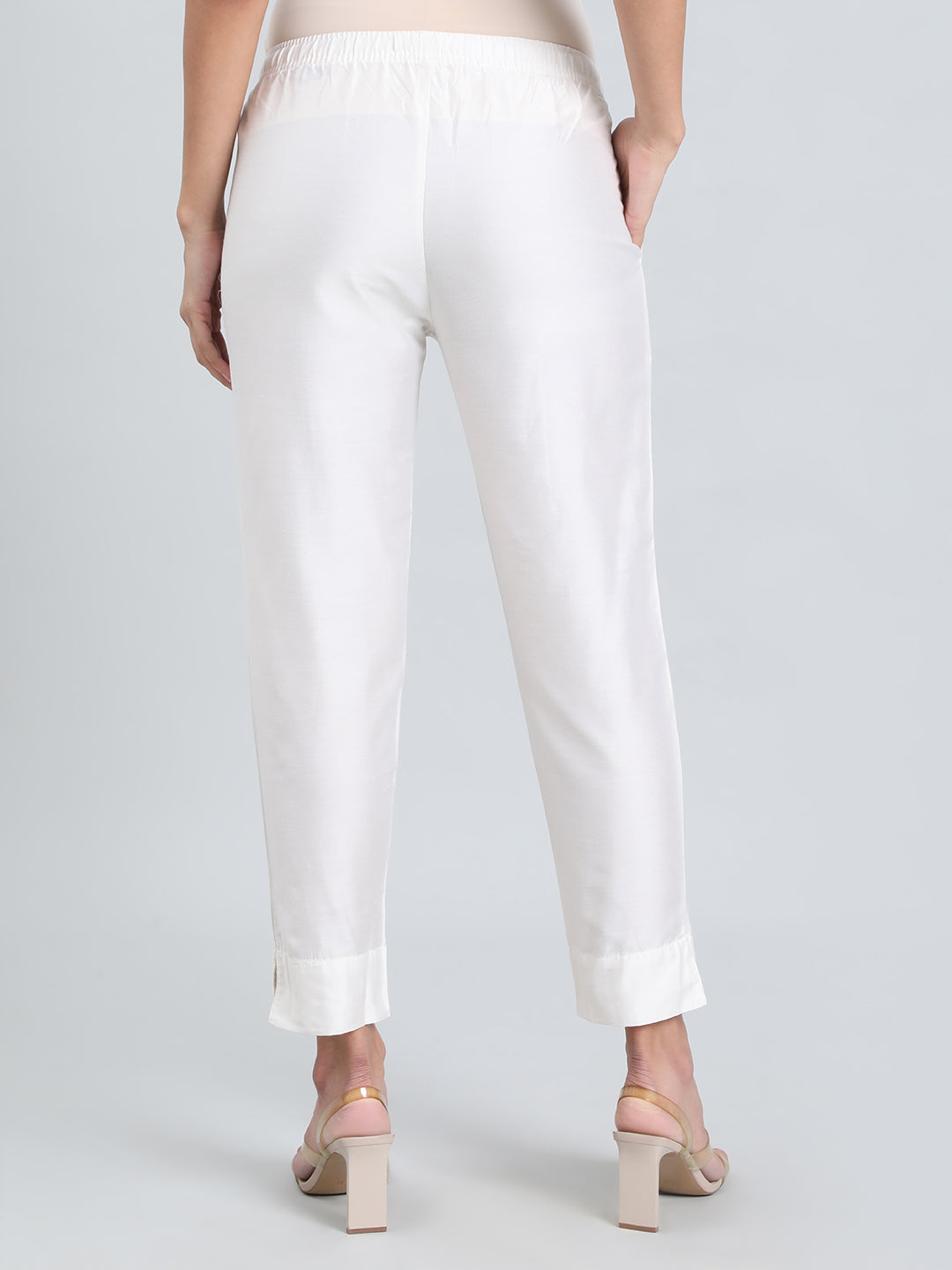 White Poly Modal Metallic Pants