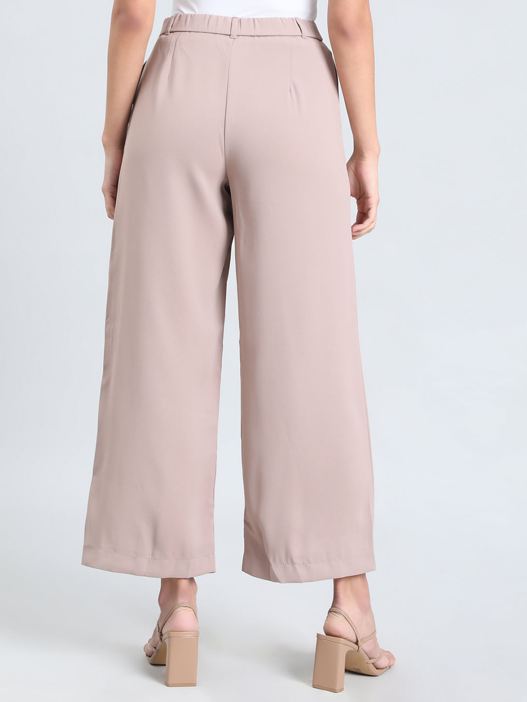 Dusty Pink Crepe Wide Trouser
