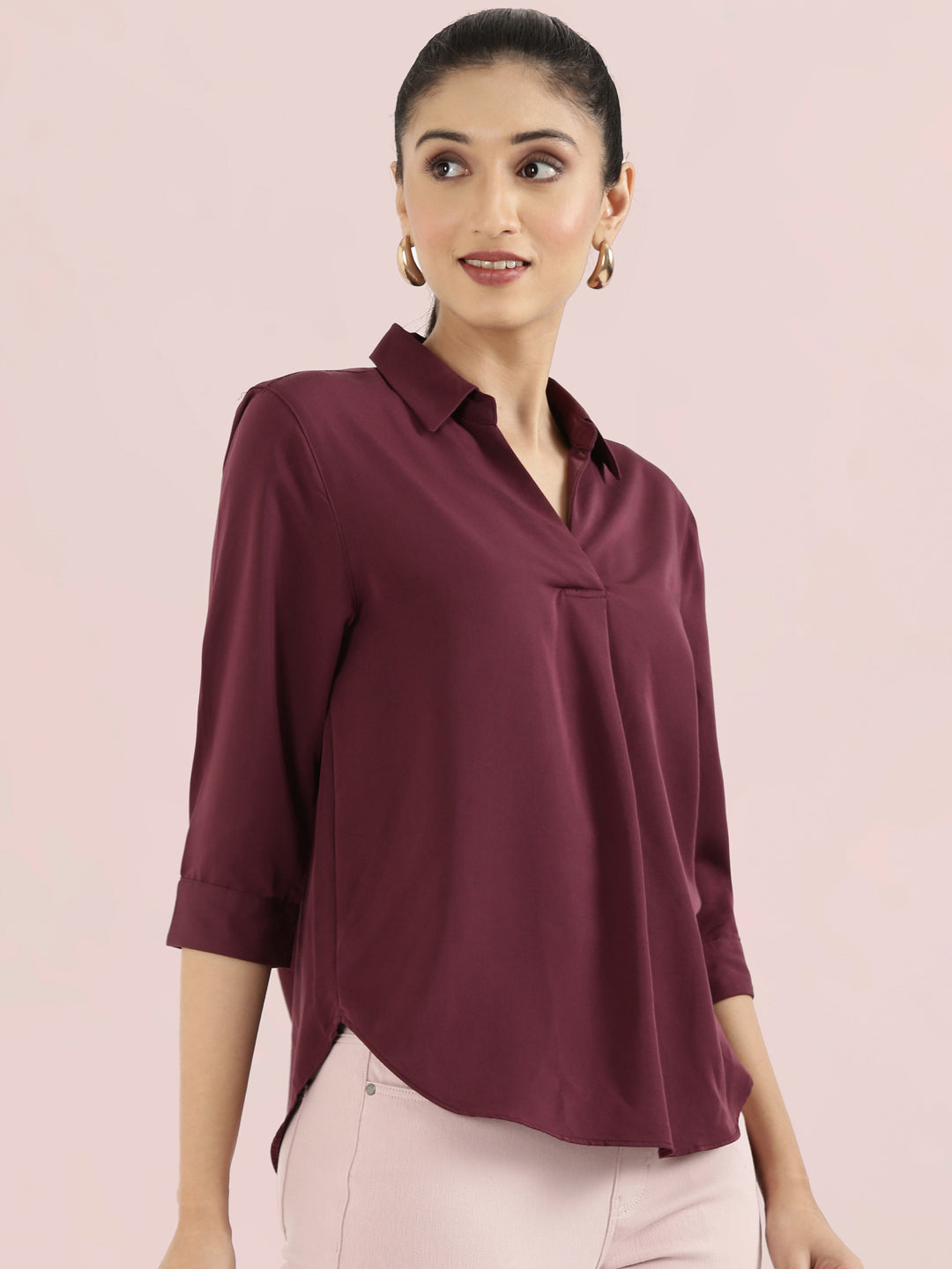 Rayon Polo Collar Top