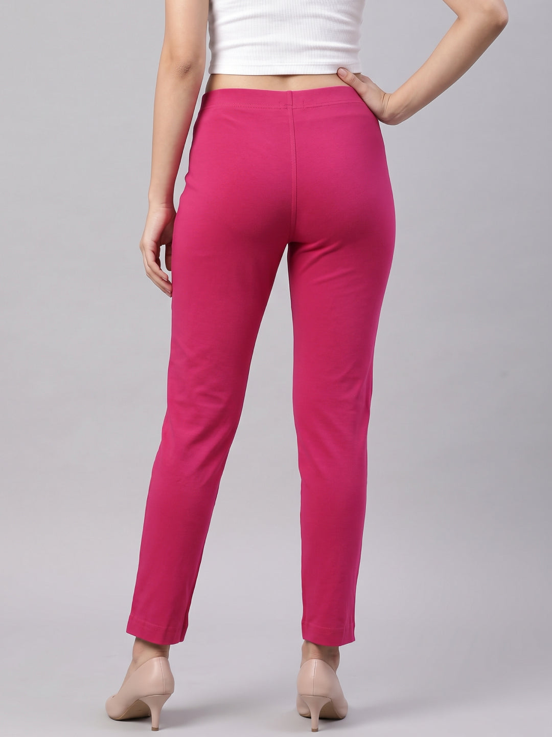Dark Rose Cotton Stretch Kurti Pants