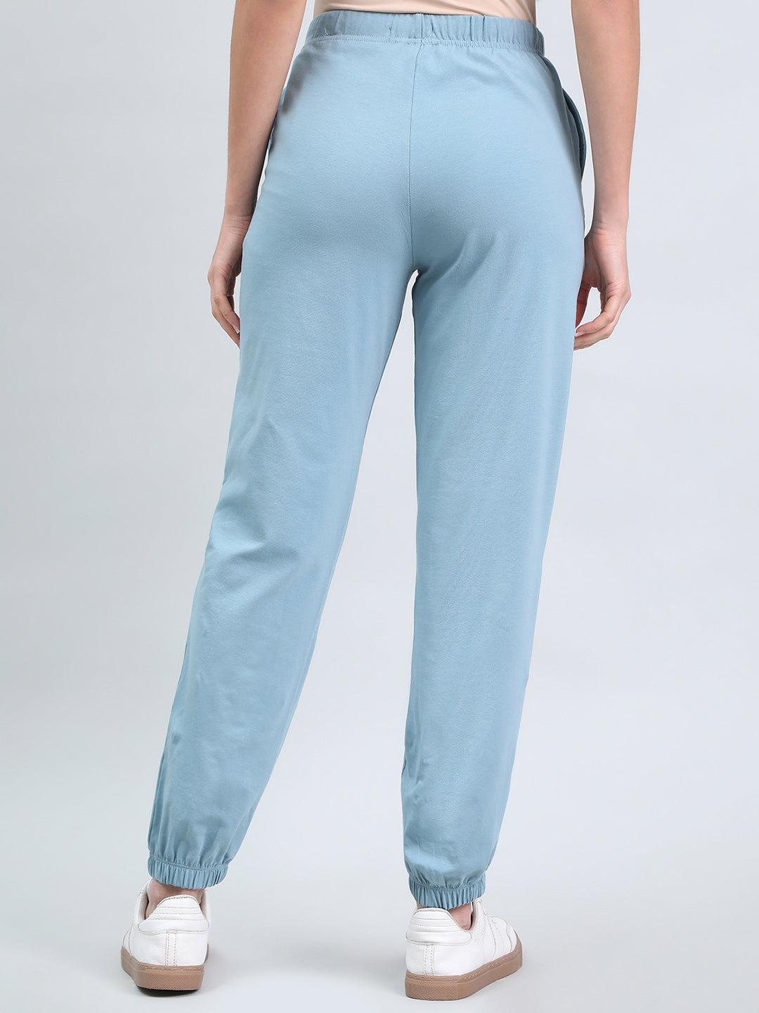 Dusty Blue Cotton Stretch Casual Joggers
