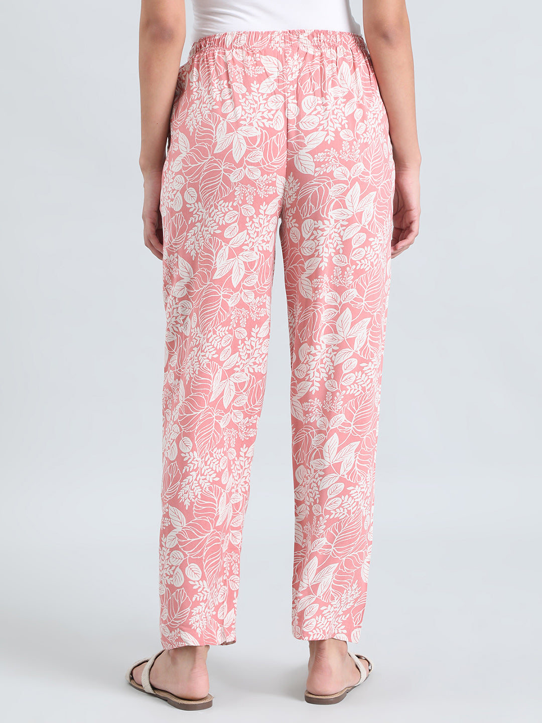 Medium Pink Woven Viscose Printed Lounge Pants