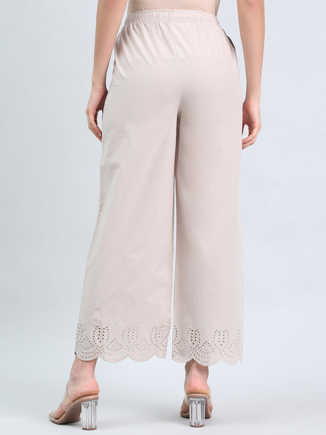 Light Beige Cotton Hakoba Palazzo
