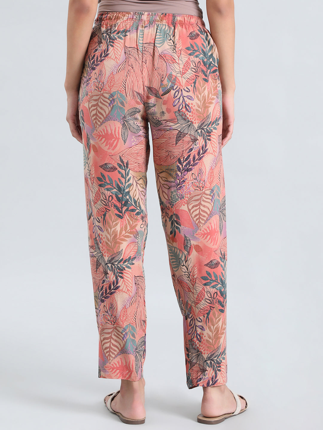 Medium Pink Woven Viscose Printed Lounge Pants