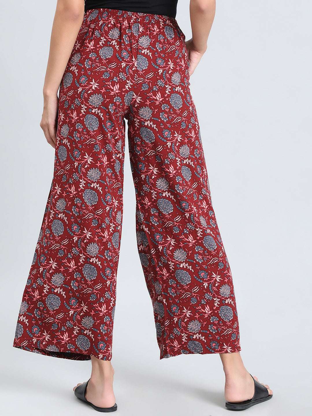 Red Woven Viscose Printed Palazzo