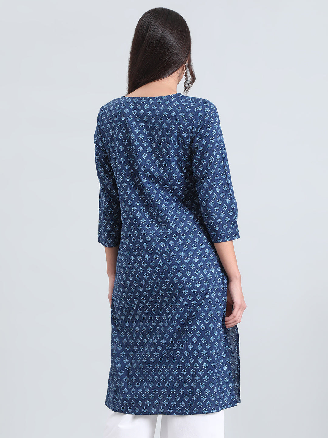 Cotton Floral Buti Print Straight Kurta